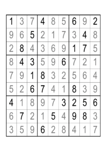 Sudoku Easy Sample Answers
